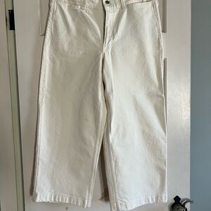 Banana Republic Cream High-Rise Wide-Leg Crop Jeans